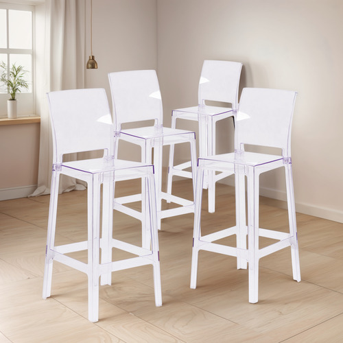 Flash Furniture Mckenna Juego De 4 Taburetes De Bar Fantasma