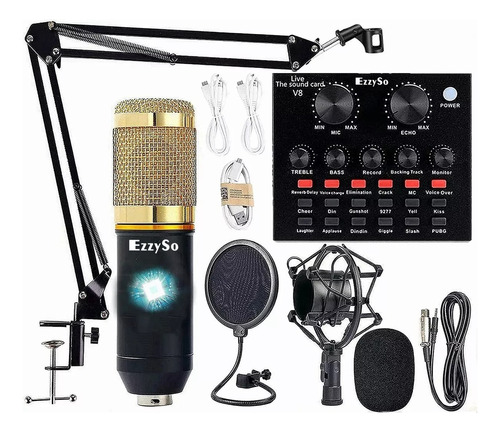 Micrófono De Condensador Bm800 V8 Kit Tarjeta De Sonido Vivo
