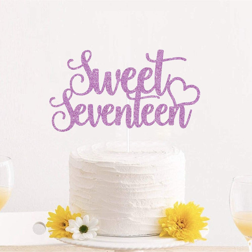 Decoración Para Tartas De Sweet Seventeen, Feliz Cumpleaños