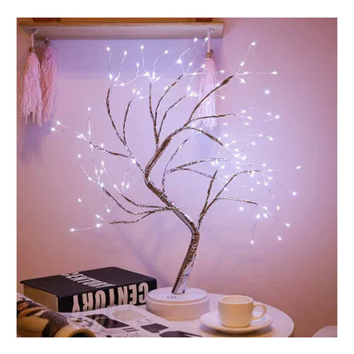 Lámpara de escritorio en forma de árbol, luces LED decorativas/batería, color marco, blanco