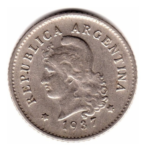 Moneda Argentina 10 Centavos 1937 Niquel Excelente