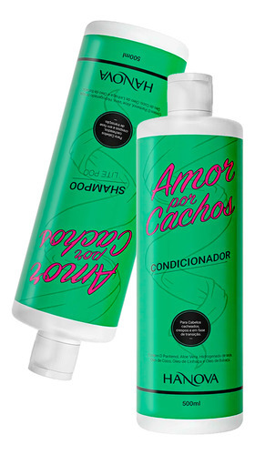  Kit Shampoo + Condicionador Amor Por Cachos Hanova 500ml