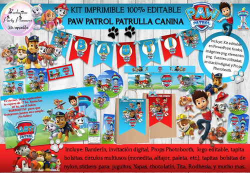 Kit Imprimible Patrulla Canina Paw Patrol 100% Editable