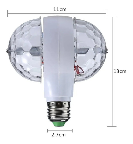 Imagen 2 de 5 de Lampara Foco Luces Fiesta Led Giratoria A Todo Color Doble