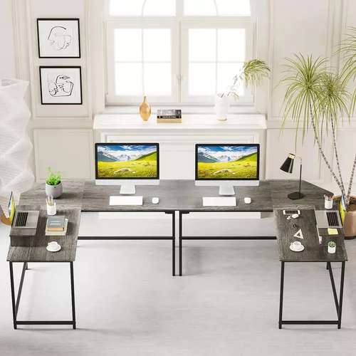 Elephance Escritorio grande en forma de L de 59 pulgadas para computadora  con soporte para monitor, mesa de juegos, estación de trabajo para oficina
