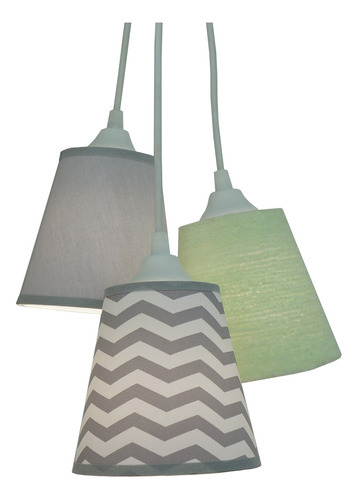 Lustre Pendente Infantil Frufru Verde E Chevron Cinza