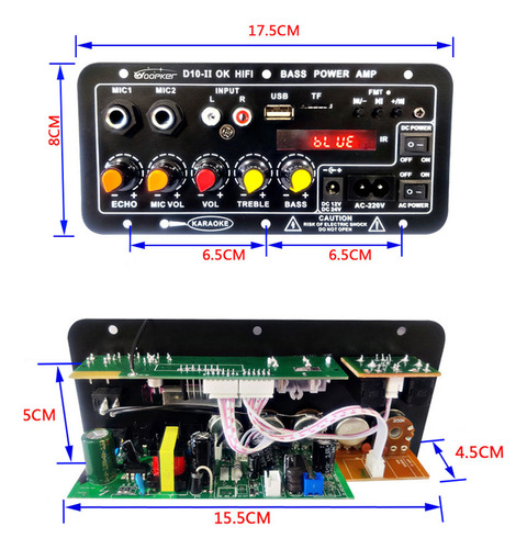 1 Placa Amplificadora De Audio Woopker D10-ii Con Led