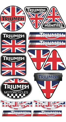 Triumph Racing Set Stickers Con Resina Brillante P/moto Tu02