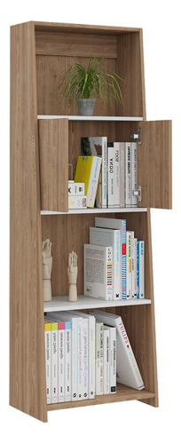 Biblioteca 160 Note Rta Miel + Blanco Color Marrón Claro