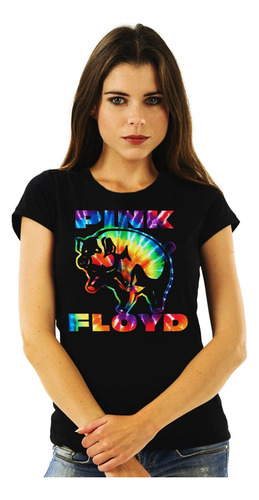 Polera Mujer Pink Floyd Pig Colors Rock Impresión Directa
