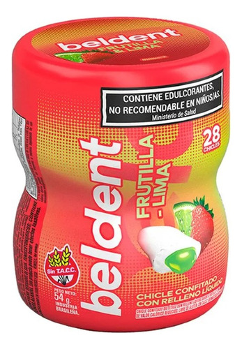 Chicles Confitados Frutilla Lima Relleno Beldent X 28 U