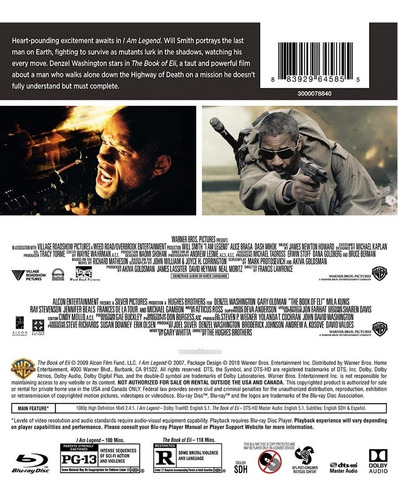 Imagen 2 de 3 de Blu-ray Soy Leyenda + El Libro De Los Secretos / Book Of Eli