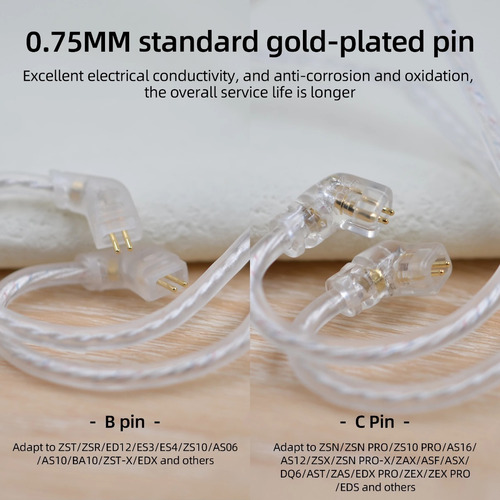 Imagen 3 de 8 de Cable Kz Plata B Sin Micro Zst Pro Zst X Ed12 Edx Repuesto