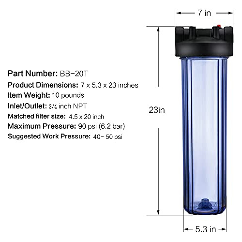 Caja De Filtro De Agua Clara De 20 Pulgadas Toda Casa, ...