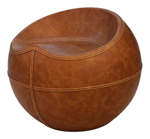 Puff Circle Leather Tapizado Cuero - Desillas