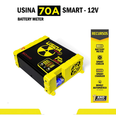 Imagem 2 de 7 de Fonte Carregador Automotiva Usina 70a Battery Meter Smart