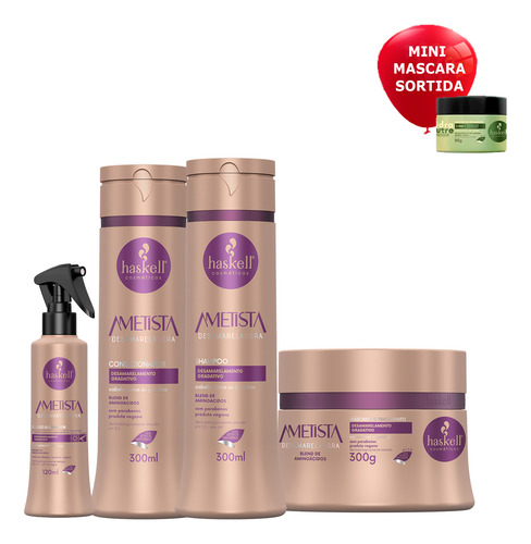 Haskell Ametista Shampoo Cond Mascara Fluido 300ml Completo
