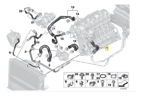 Imagen 6 de 9 de Manguera Radiador Superior Bmw 135i 335i Z4 M1 &