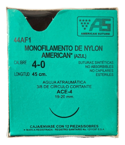Sutura Nylon 4-0 45 Cm 3/8 De Circulo 19-20mm American