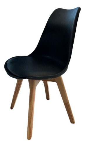 Combo Mesa Kaunas + 6 Sillas Tulip Combo Nórdico 120 Cm Blanco/negro Liso
