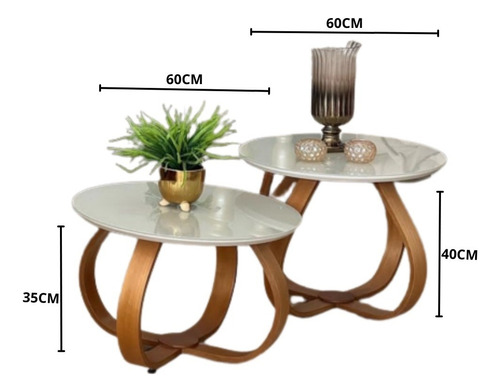 Malu Decor conjunto de 2 mesas de centro brancas