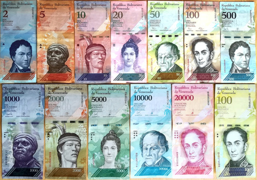 13 Billetes Colección De Bolívares Fuertes Unc - Venezuela