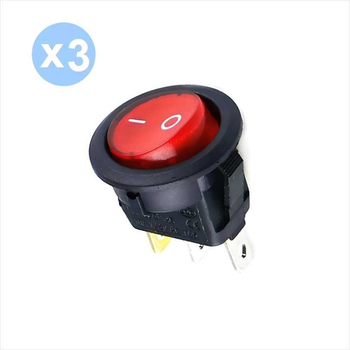 3 X Switch Rocker Interruptor Con Luz On/off 21mm, 250v, 6a