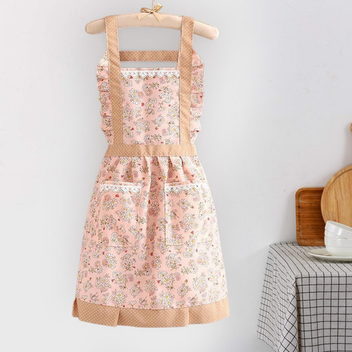 3 Delantal De Chef Elegante Con Bolsillos: Rosa