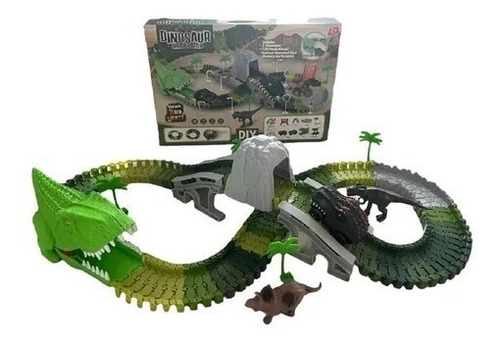 Pista De Dinosaurio Flexible Con Auto Dinosaurio Para Niños