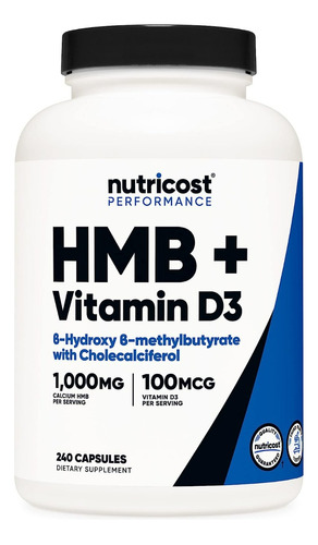 Suplemento Hmb (1000 Mg) Y Vitamina D3, 240 Cáps-nutricost