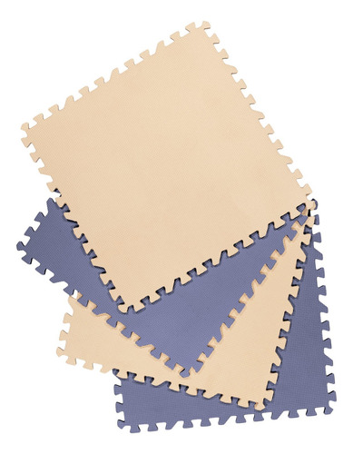 Tapete Multiusos Foam Ejercico Gym Yoga 60x60cm 8 Pzs Color Azul Y Blanco