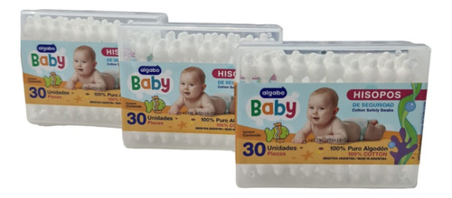 Hisopos De Seguridad Algabo Baby 30 Unidades Oferta 3 Cajas