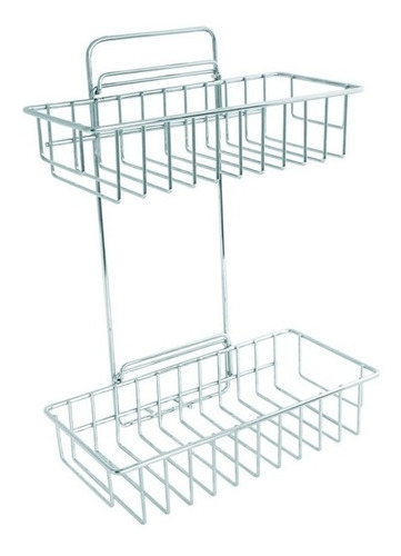 Set Rack Organizador Baño 2 Estantes Metalico Cromado Oferta