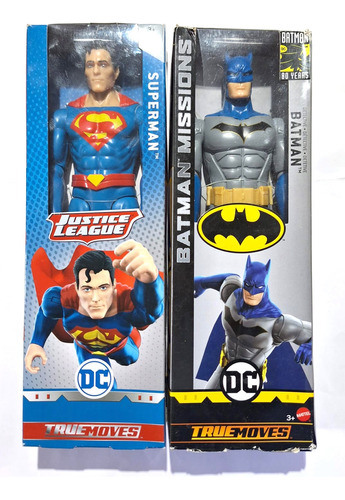 2 Figuras True Moves Superman Y Batman Mattel