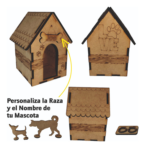 Centro De Mesa Mdf Casita De Perro