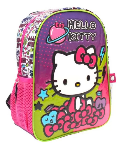Mochila Hello Kitty Planet 12 Infantil Jardin Wabro Espalda Color Lila