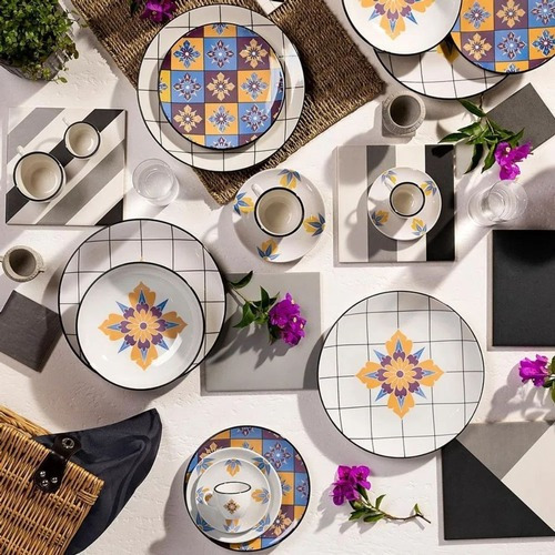 Aparelho De Jantar E Chá 20 Pçs Oxford Coup Grid