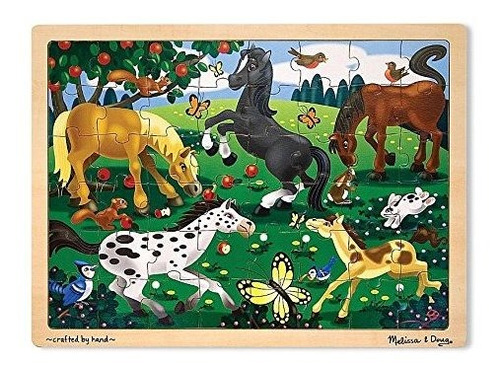 Melissa Doug Frolicking Horses Puzzle De Madera Con Bandeja