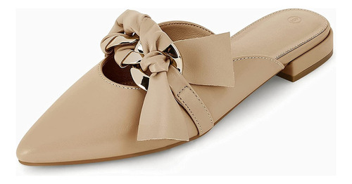 Mocasines Mules Flats Sin Espalda Para Mujer Con Punta P [u]