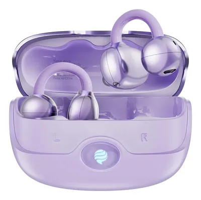 Fone De Ouvido Bluetooth INOVA Sem Fio Clip-Ear TWS OWS Hifi 40h IPX5 Cancelamento de Ruído ENC Roxo