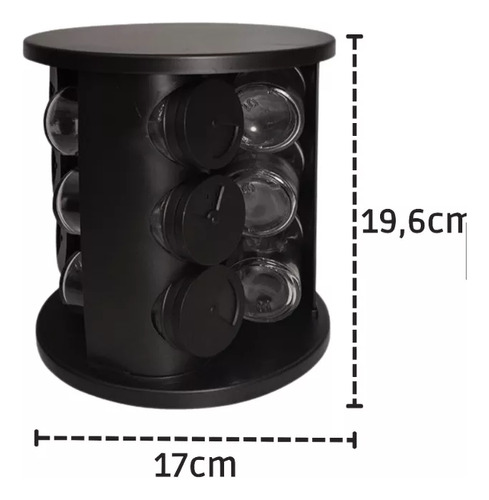 Porta Temperos E Condimentos Giratório Com 12 Potes Vidro Pt