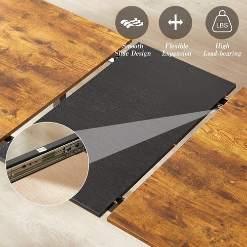 Vecelo Mesa De Cocina Extensible De 3 Piezas De 63 Pulgadas Color De La Tapa Color De Las Patas