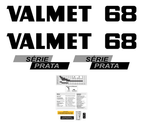 Kit Decalque Faixa Adesiva Trator Valtra Valmet 68 Etiqueta