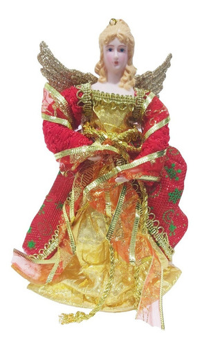 Angel Artesanal Rojo Oro 20 Cm #30977 - Sheshu Navidad