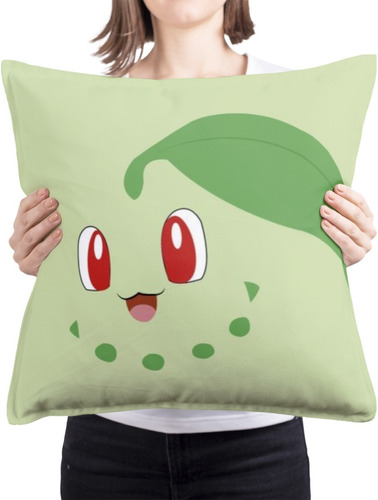 Cojin Decorativo Chikorita Pokemon Diseño Unico Anime Art