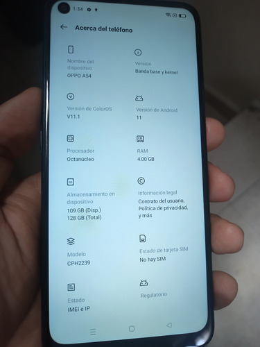 Celular Oppo A54 128gb + 4gb Ram Ips Lcd Liberado Azul Azul (Usado)