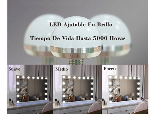 Maquillali Espejo De Maquillaje Vintage 15 Led Bombillas Marco Negro