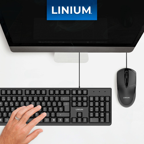 Set De 2 Teclado Y Mouse Kit Combo Alambrico Linium Oficina