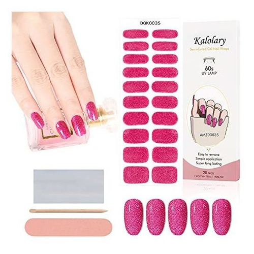Esmalte - Kalolary Semi Cured Gel Nail Stickers, 20 Pcs Purp