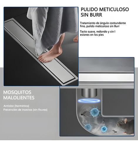 Hapemein® 10*40cm Coladera De Acero Inoxidable Invisible Piso Desagüe